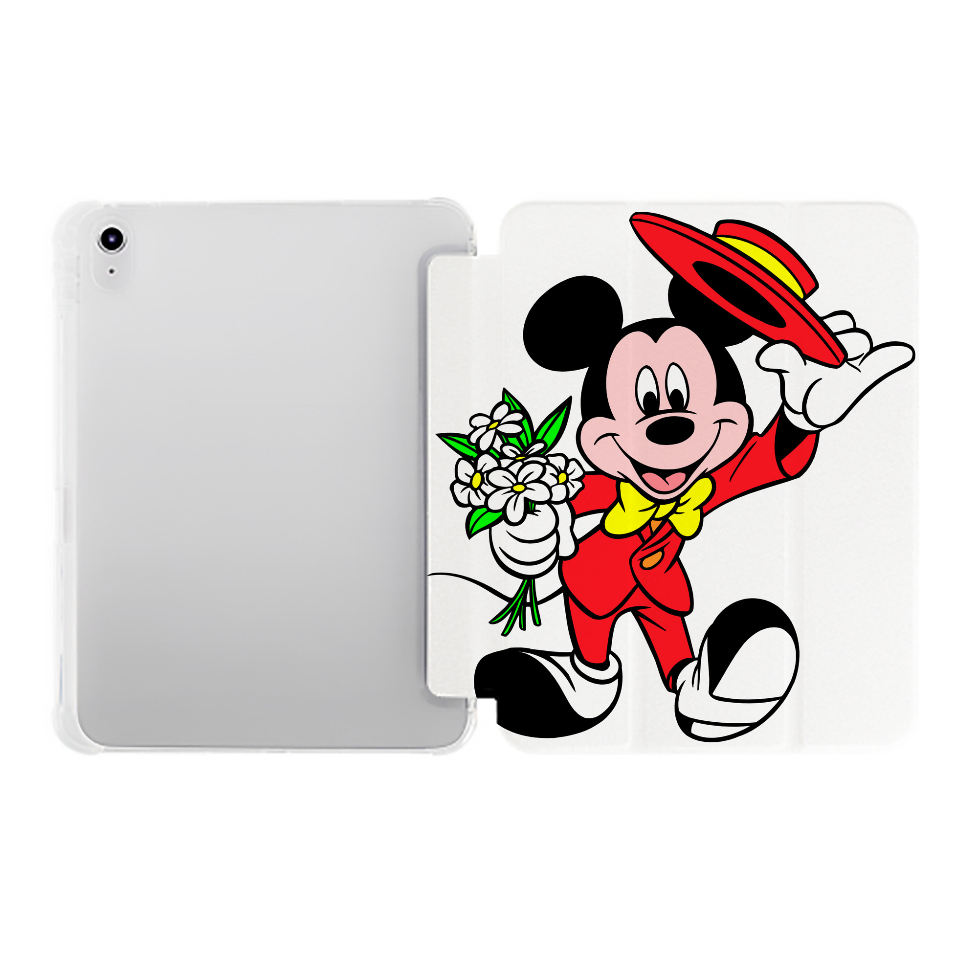 （画像用） ミッキーマウス Mickey Mouse IPad ケース ペン収納付き 三つ折りスタンド PUレザー×シリコン 対応機種9.5/10.5/10.9インチ